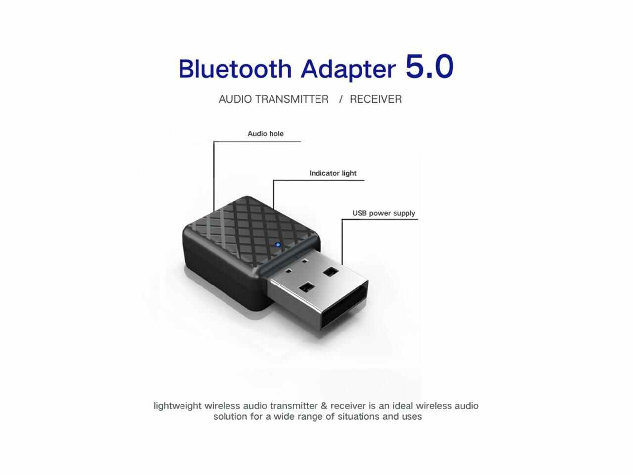 USB Bluetooth Wireless Transmitters 5.0 Audio Music Stereo Adapter Receiver for PC Bluetooth Speaker Headphone
