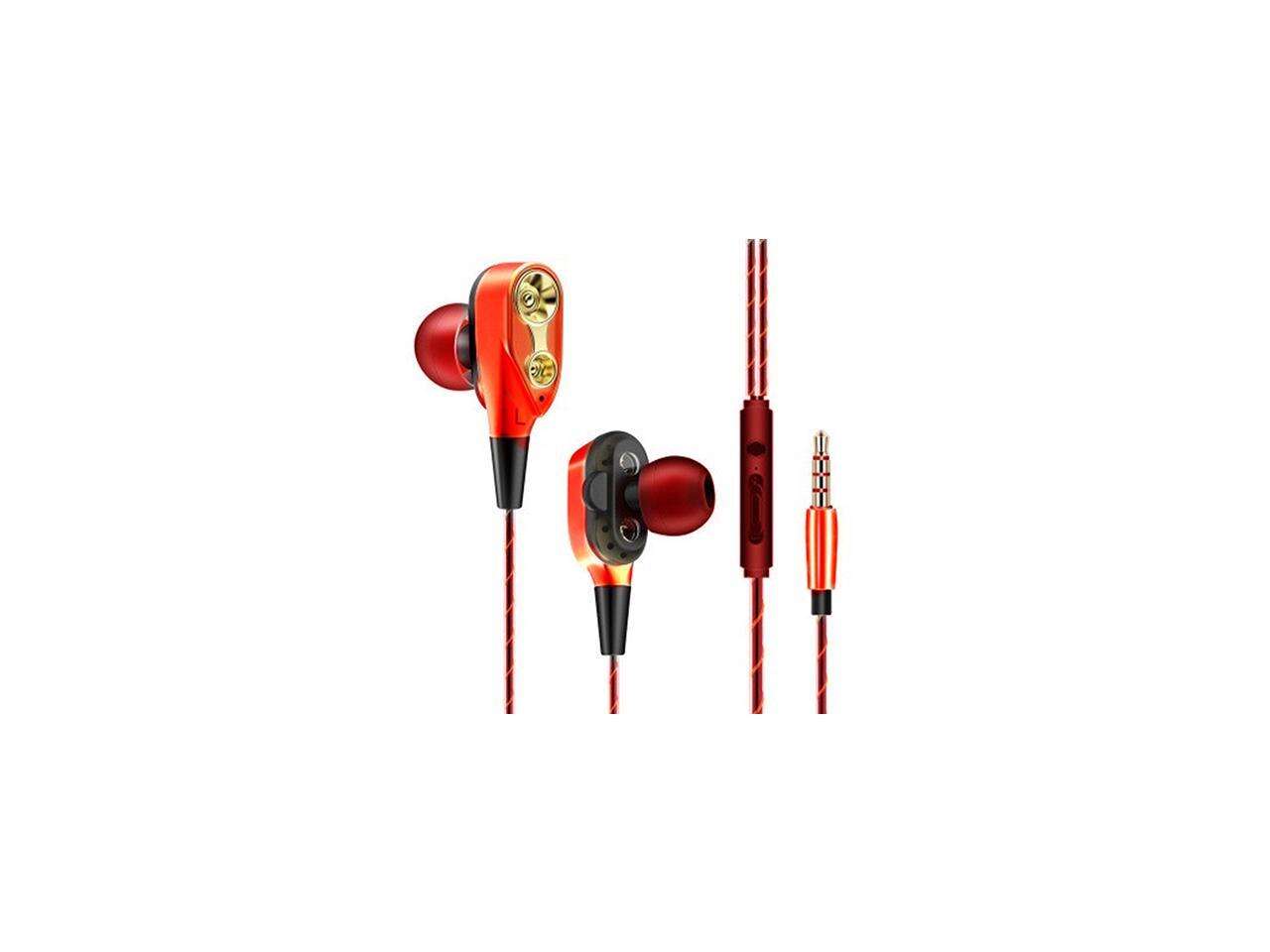 AutofeelSunriseoffice Four Core Double Moving Sport Headphones 4D Super Bass Stereo Earphone Music Headset With Mic For Phone Computer PC Xiaomi
