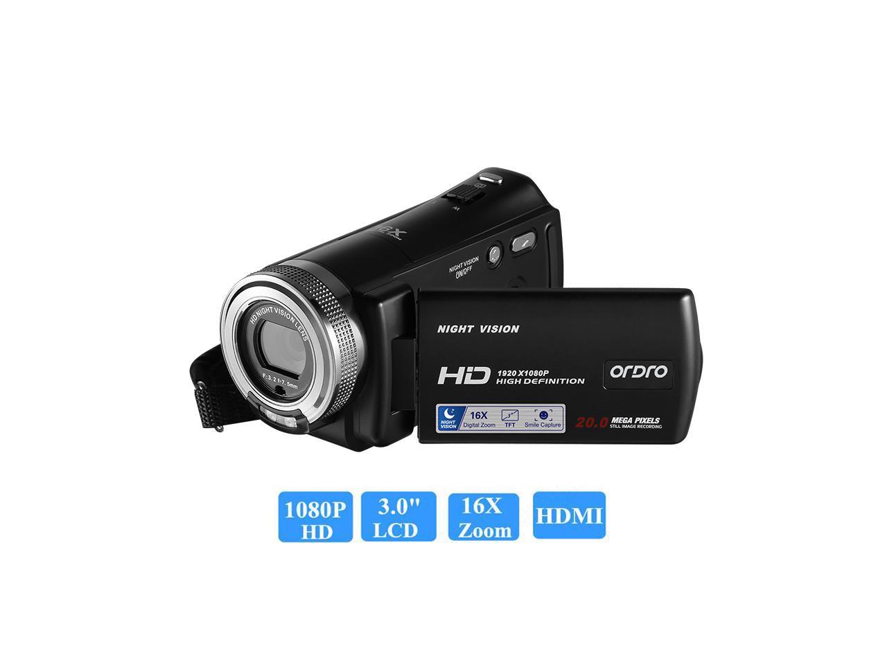 [ Original Authorized ] Ordro V12 FHD 1080P 3 inch Touch Sceen 20MP 16X Zoom DV Camera Digital Camcorder HDV V12
