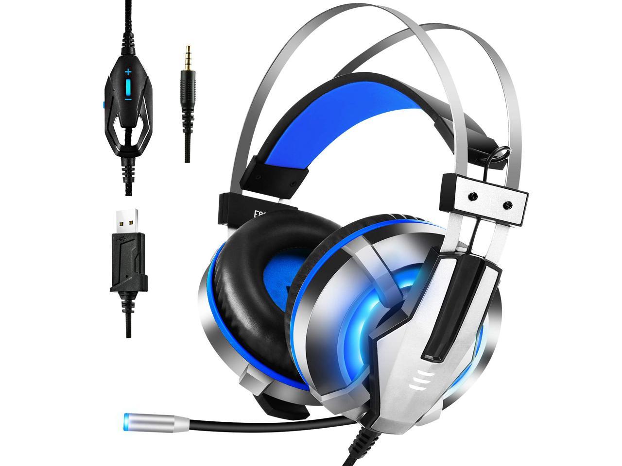 EKSA ET03 Over Ear Gaming Headset USB LED Light Gamer Headphone With Mic For PS4, PC, Xbox One Controller