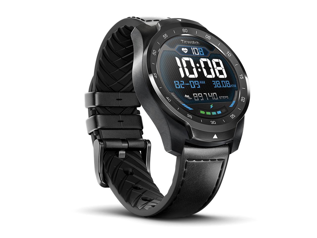 Ticwatch Pro 2020 Smartwatch 1GB RAM, GPS Layered Display Long Battery Life, Wear OS by Google, NFC, 24H Heart Rate, Sleep Tracking, Music, IP68 Water Resistance, Compatible with Android/iOS, Black