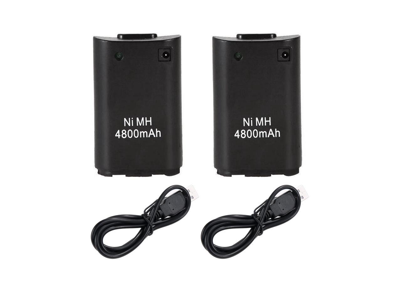2pcs 4800mAh Battery Pack +Charger Cable for Xbox 360 Wireless Game Controller Gamepads Rechargeable Battery Pack for Xbox 360