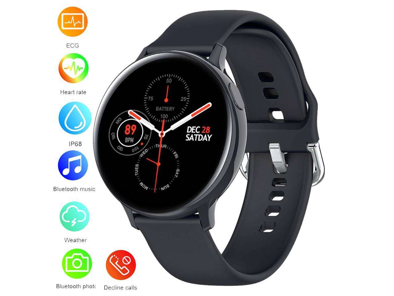 Smart Watch Men Women Bracelet ECG PPG Full Round Touch Screen Strong Battery Life Waterproof IP68 Smartwatch Women Watch Fitness Tracker for IOS Android