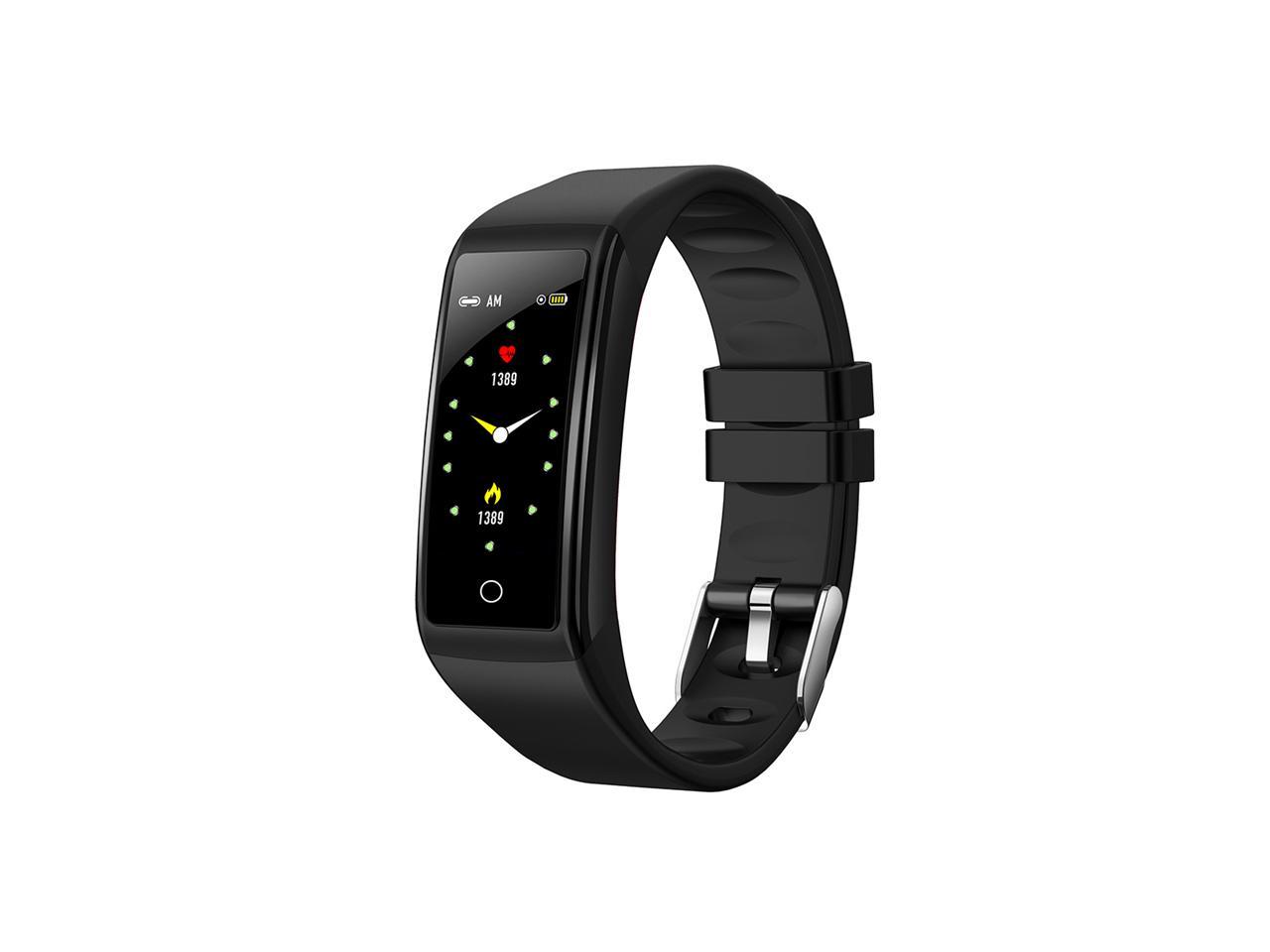 Smart Band Smartband Fitness Activity Tracker Bracelet Heart Rate Blood Pressure Health Monitor Sport Pedometer Watch Clock (Color: Black)