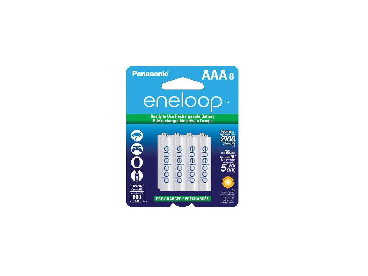 dens Eneloop AAA 8 Pack Rechargeable Batteries up to 2100x, BK-4MCCA8BA