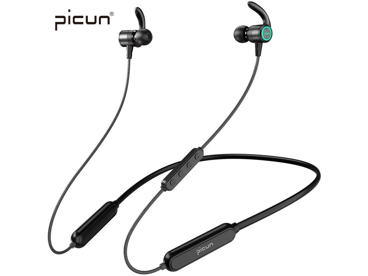 Picun Wireless Headphones 35H Playtime Neckband Bluetooth Headphones LED Light, HiFi Stereo IPX7 Waterproof Wireless Sport Earbuds w/Mic, EQ Bass, Siri, Bluetooth5.0 Magnetic Running Earphones Workout