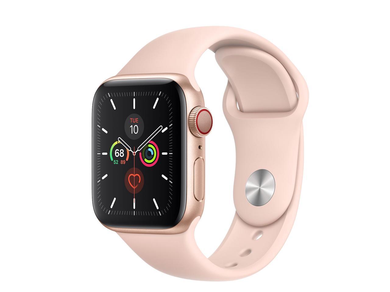 Apple Watch Series 5 40mm GPS + Cellular 4G Unlocked (Gold Aluminum Case with Pink Sand Sport Band) MWWP2LL/A