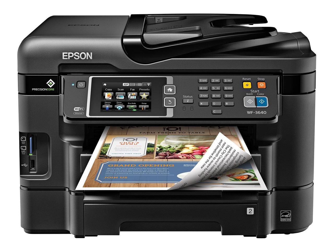 Epson WorkForce WF-3640 Wireless Color All-in-One Inkjet Printer with Scanner and Copier (E-Commerce Packaging)
