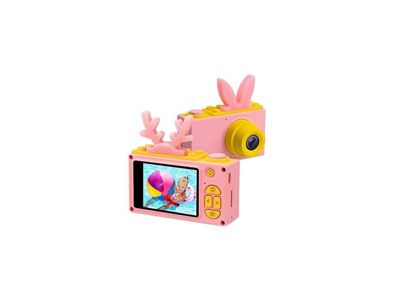 Camera Gifts for Boys Girls 8MP HD Digital Cameras Buildin Rechargeable Battery Child Toys Gift for 6+ with 16GB Memory Card Pink
