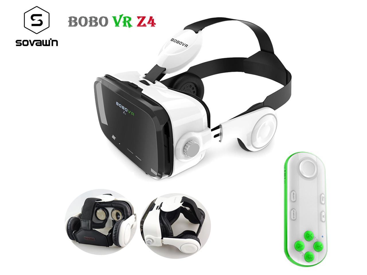 Original BOBOVR Z4 Leather VR Goggles 3D Cardboard Helmet Virtual Reality VR Glasses Headset Stereo BOBO VR With 051 White Remote For 4-6\' Mobile Phone
