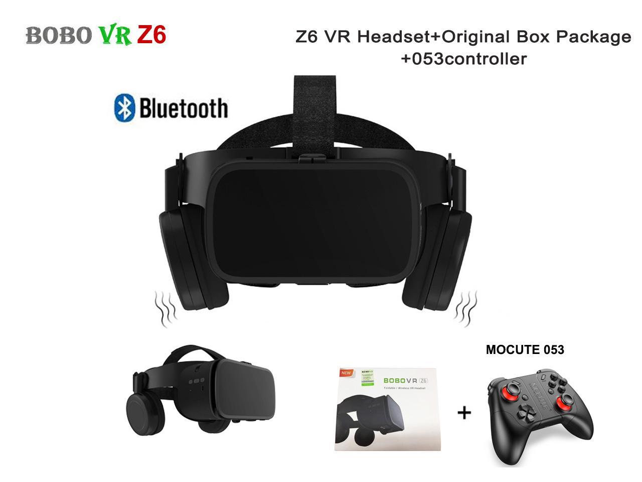 BOBO VR Z6 3D Glasses VRHead Mount Virtual Reality For Smartphone Black Google Cardboard VR Headset Helmet Stereo BOBOVR For Android 4.7-6.2' With 053 Controller