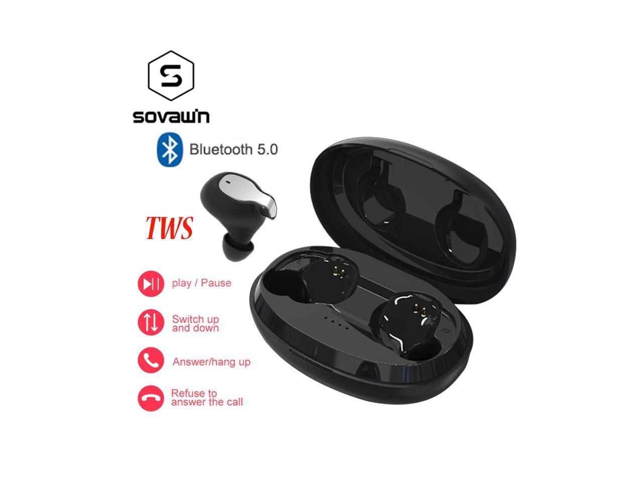Sovawin TWS Bluetooth 5.0 Earphone Wireless Earbuds Handsfree Touch Control Bluetooth Bilateral Stereo Headset 420mAh Power Bank with 420mah charging box