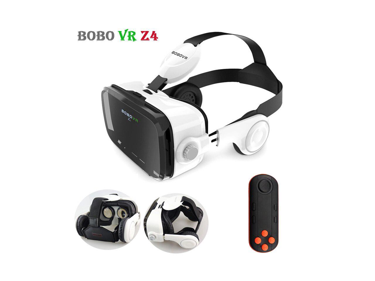 HISPETECH BOBOVR Z4 Original VR Headset Leather 3D Cardboard Helmet Virtual Reality VR Glasses Headset Stereo Box with Controller for Android Smartphone 4-6'