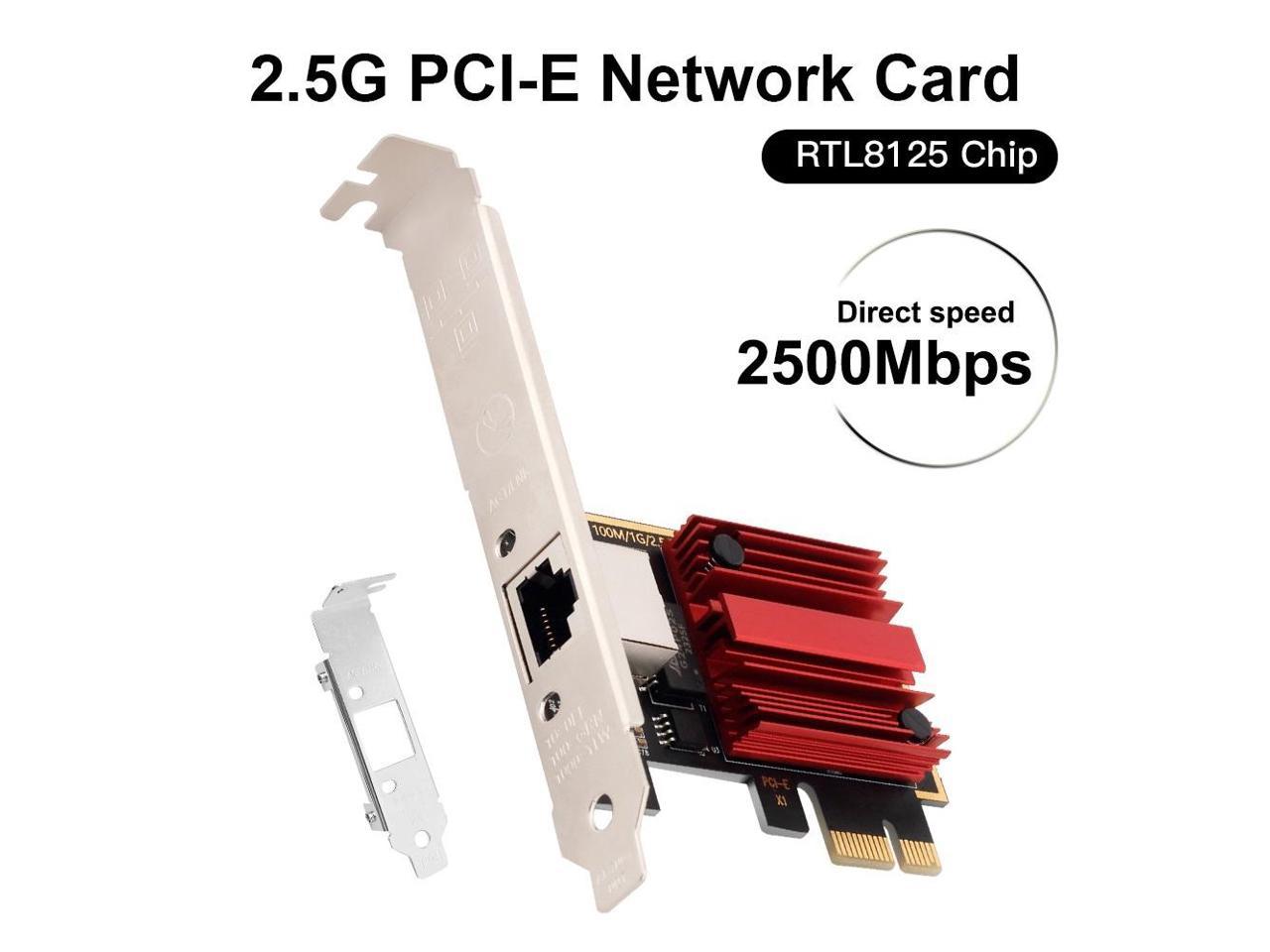 DERAPID 2.5Gbps PCI Express Network Adapter RJ45 to PCIE Card RTL8125 NIC 2.5G Gigabit LAN Gaming Network Card PCI-E x1 RJ45 NIC for Desktop