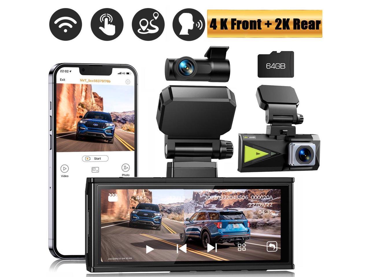 4K Dual Dash Cam 5Ghz WiFi GPS, 4K Front Camera and 2K Rear Dash Camera for Cars, 3.16