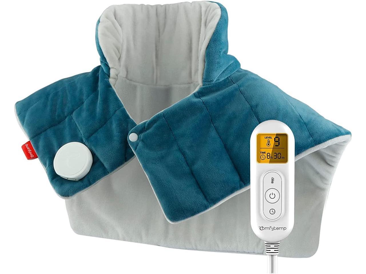 Weighted Heating Pad for Neck and Shoulders, Comfytemp 2.2lb Large Electric Heated Neck Shoulder Wrap for Pain Relief - FSA HSA Eligible, 9 Heat Settings, 11 Auto-Off, Stay on, Backlight - 19