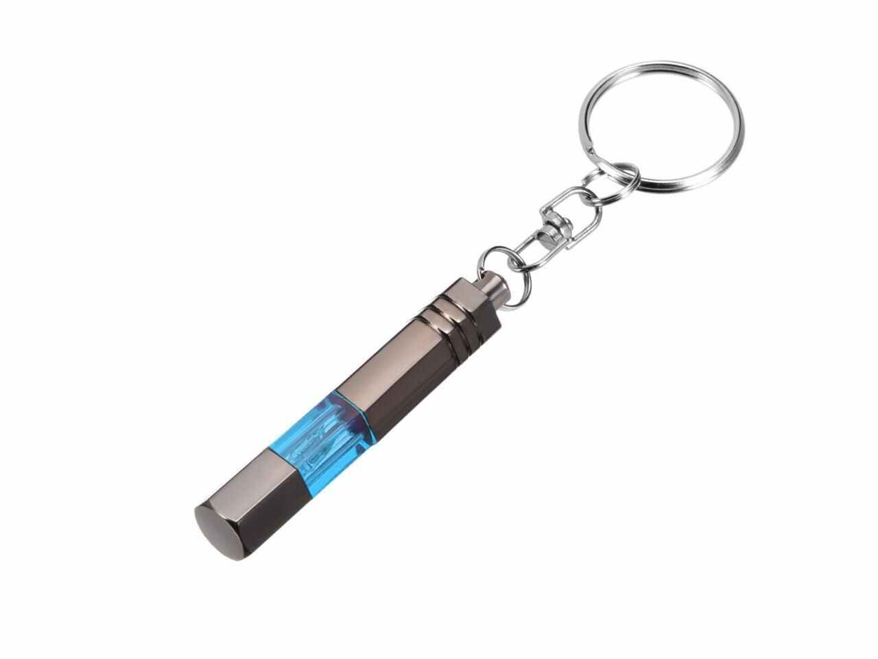 Anti-Static Keychain Static Shock Eliminator Car Electricity Discharge Remover ESD Keyring, Black Chrome Plated Blue