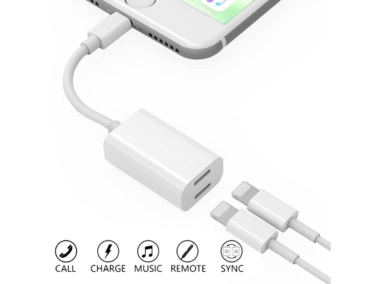 iPhone 7 Adapter & Splitter,Double Lightning Headphone Audio & Charge for iPhone 7 / 7 Plus and Sync Data Compatible for