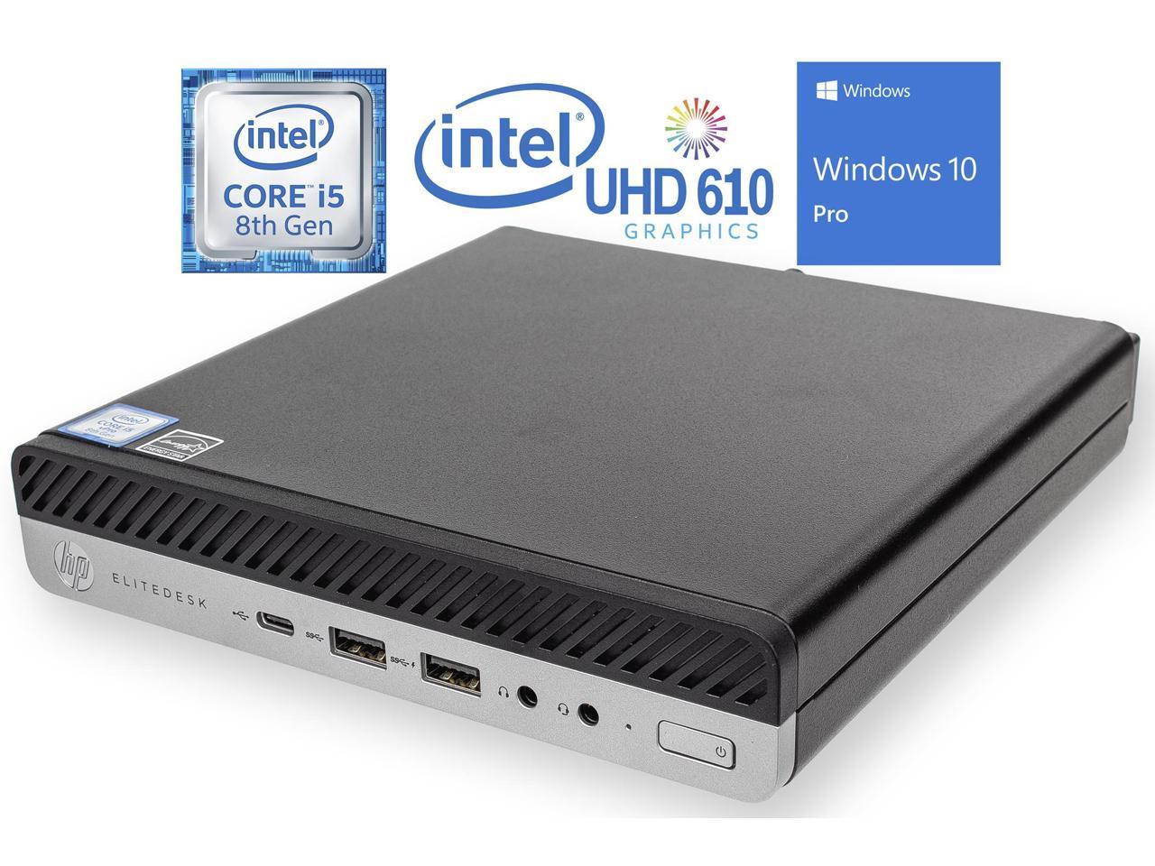 HP EliteDesk 800 G4 Mini PC, Intel Core i5-8500T Upto 3.5GHz, 8GB RAM, 256GB NVMe SSD, DisplayPort, HDMI, Wi-Fi, Bluetooth, Windows 10 Pro