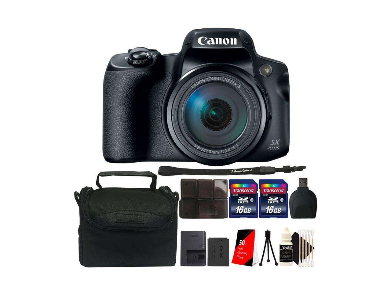Canon PowerShot SX70 HS 4K Wi-Fi Digital Camera wth Full Accessory Bundle
