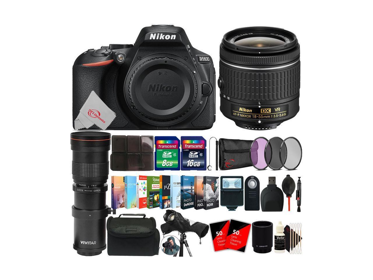 Nikon D5600 24.2MP Digital SLR Camera + 18-55mm & 420-800mm Lens Accessory Kit