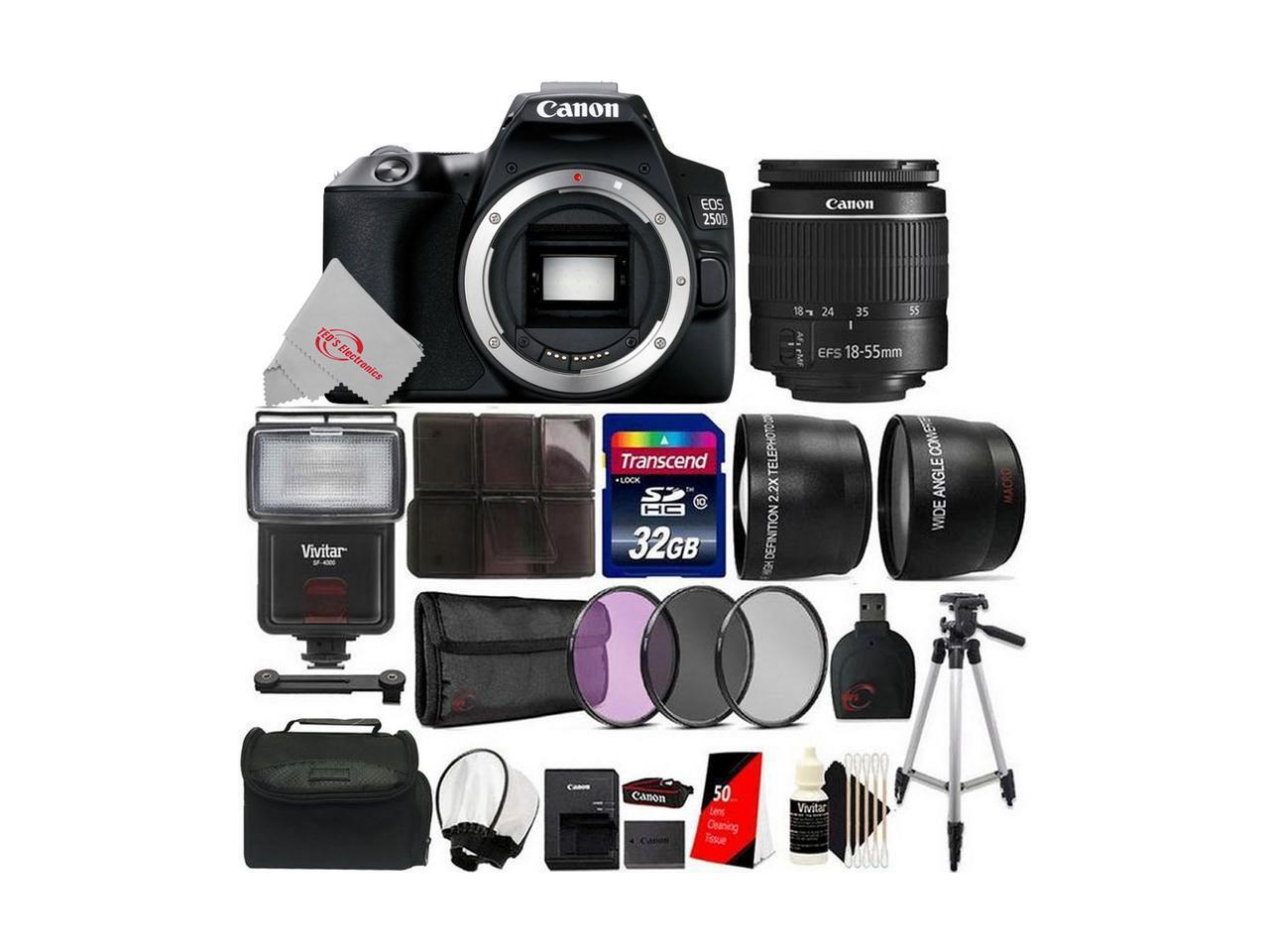 Canon EOS 250D Rebel SL3 24.1MP DSLR Camera + 32GB Accessory Kit